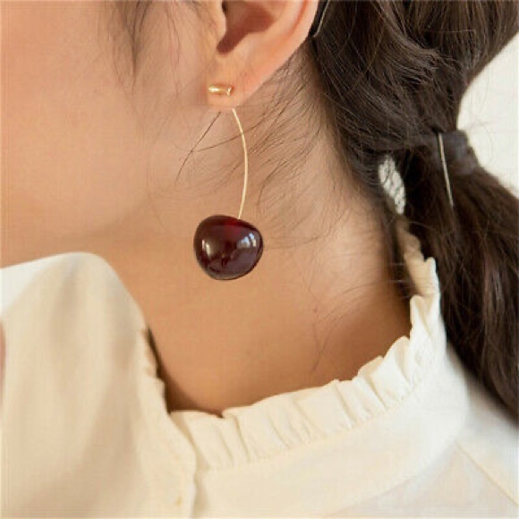 Cherry Earrings for Woman Cherry dangle drop earrings - Picture 4 of 4